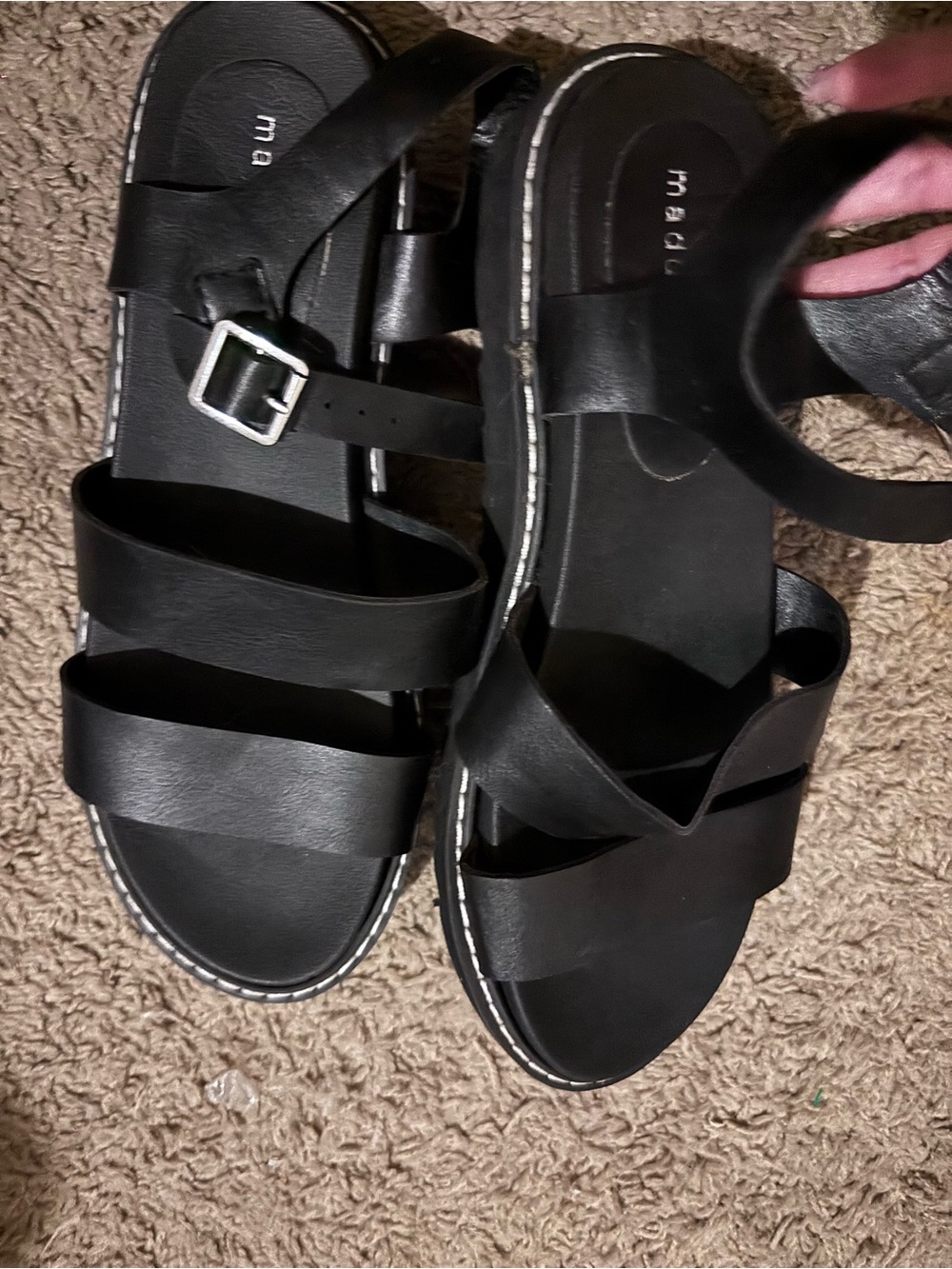 Madden Girl size 8 Black Women’s Strappy Buckle Sandals
